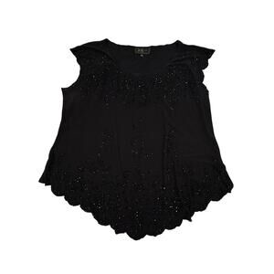R&K Evening Vintage Beaded Top Women's 2X Black Special Occasion Party